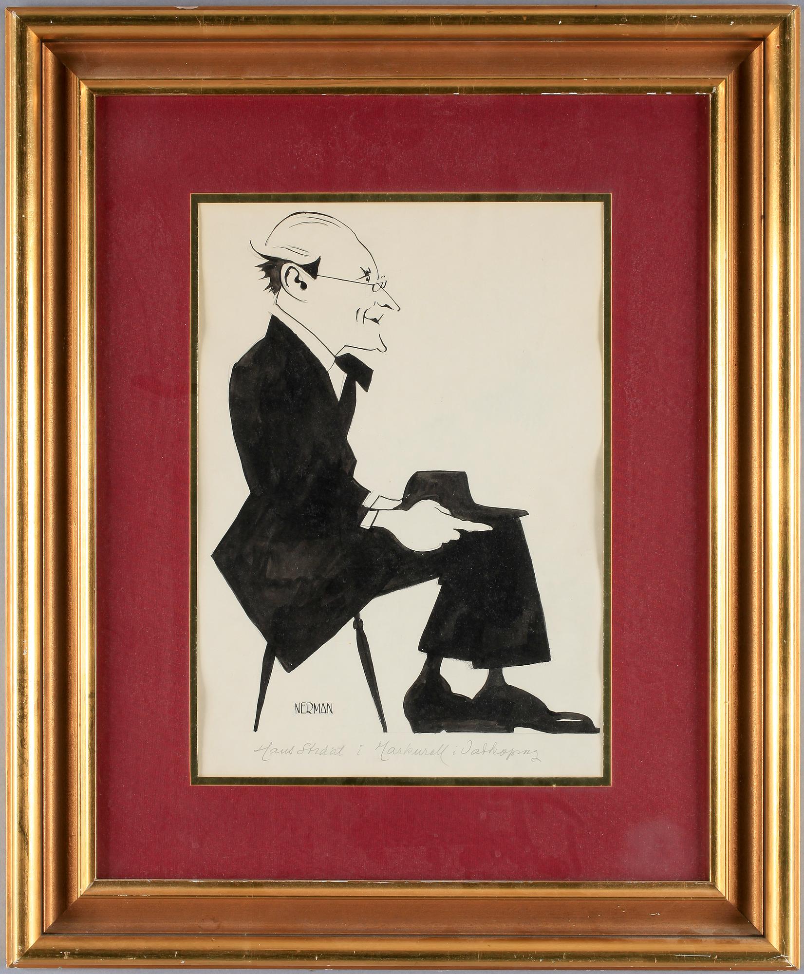 EINAR NERMAN, tuschteckningar, 2 st, sign.