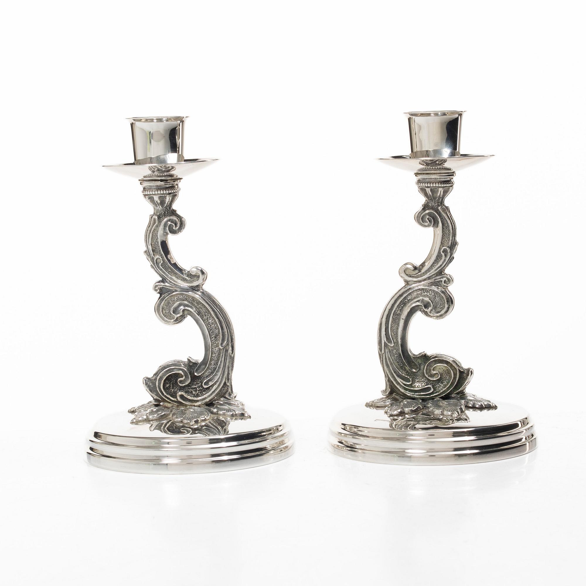 A pair of Swedish silver candlesticks, mark of Lazlo Hukvist, Mema, Lidköping, 1992.