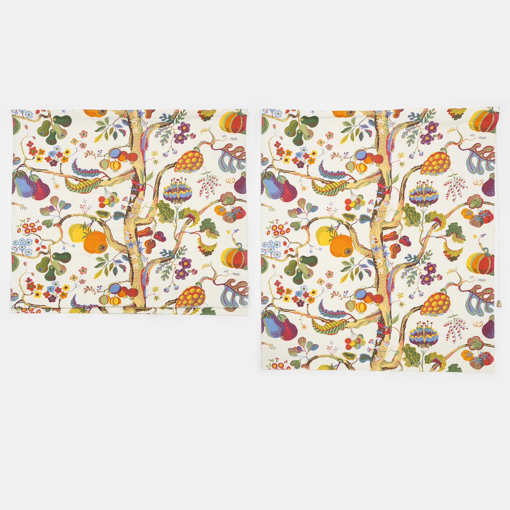 Josef Frank, a pair of 'Vegetable Tree' blinds, Svenskt Tenn.