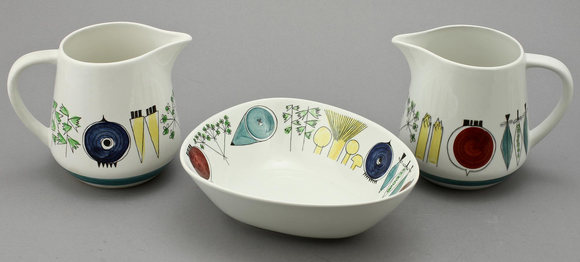 SERVISDELAR, 12 st, "Picknick", Marianne Westman, Rörstrand, 1956-1969.