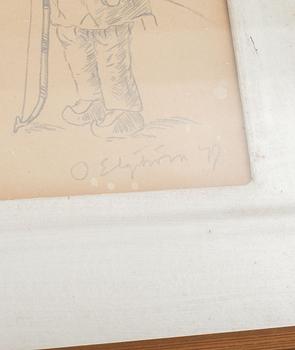 OSSIAN ELGSTRÖM, 6st. blyertsteckningar. Signerade och daterade.