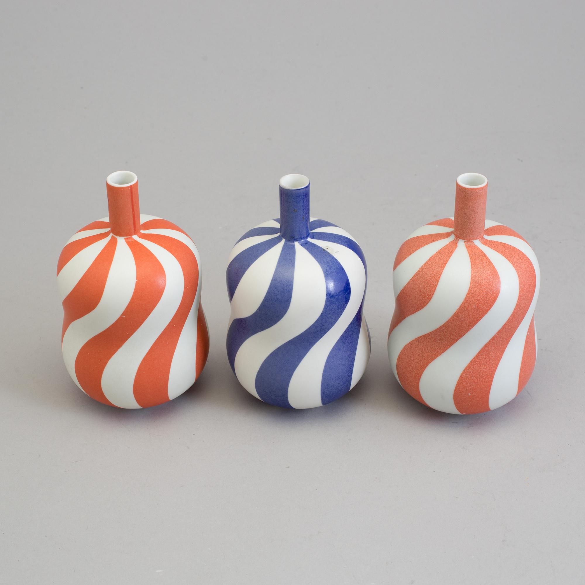 INGER PERSSON, three vases, stoneware, two signed I Persson and dated -94, Rörstrand.