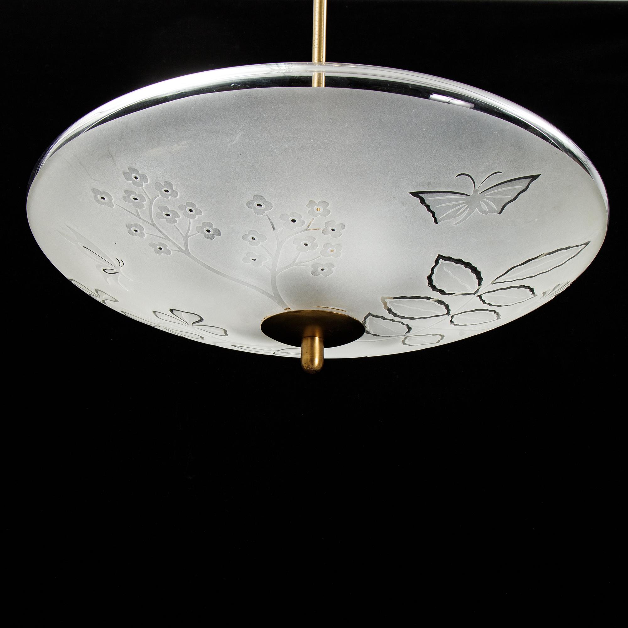 Birger Ekman, taklampa, Swedish Modern, Glössner, 1940-tal.