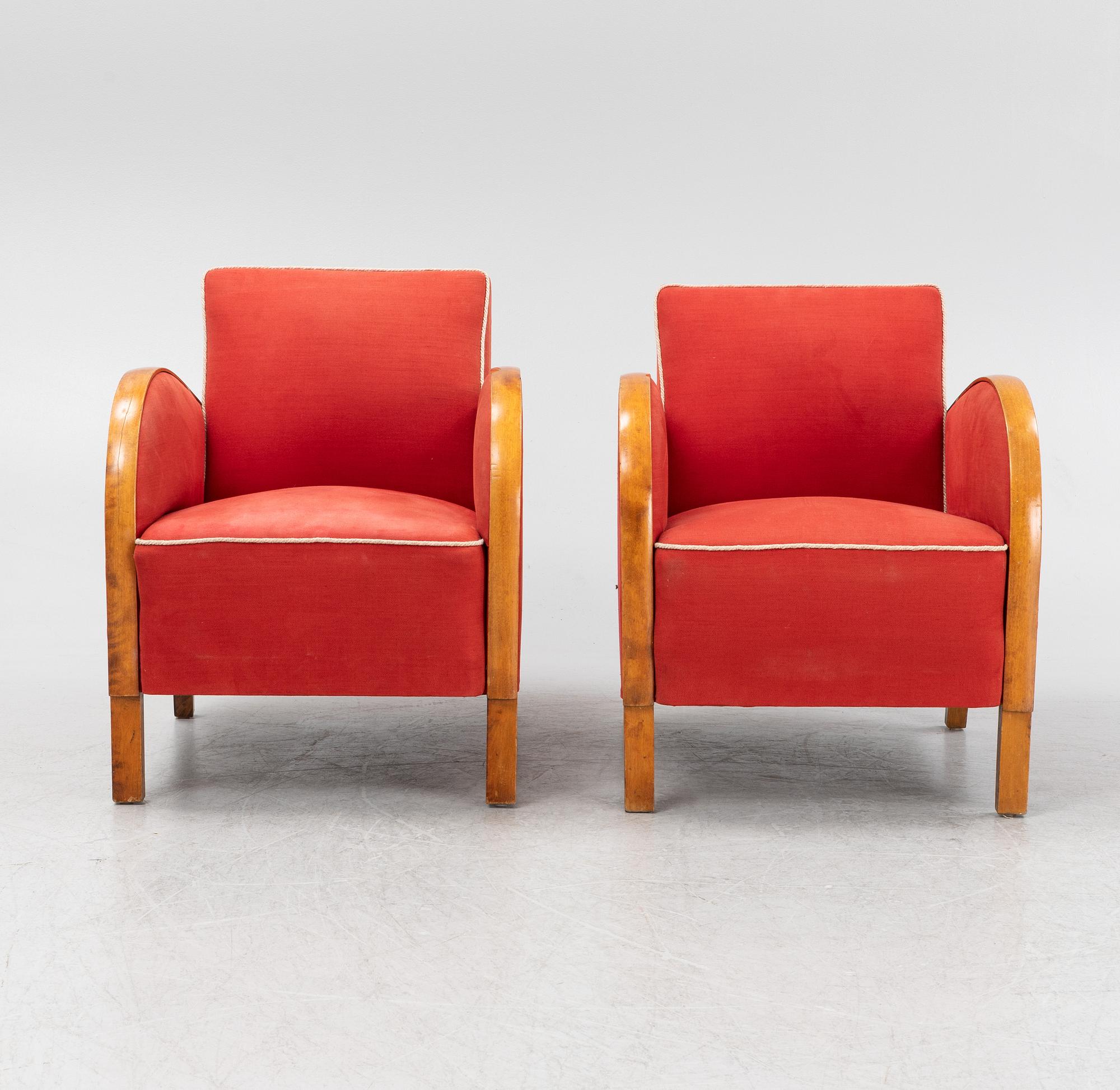 A pair of 1930's/40's armchairs.