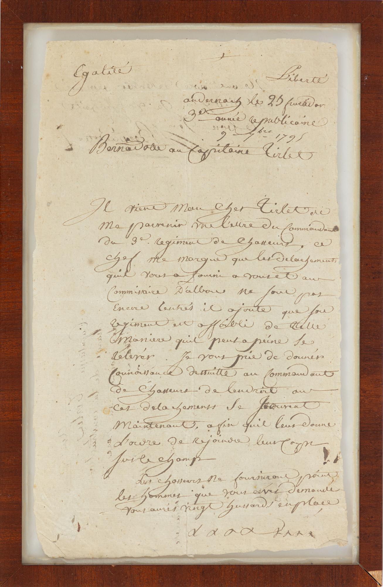 Dokument signerat av Bernadotte.