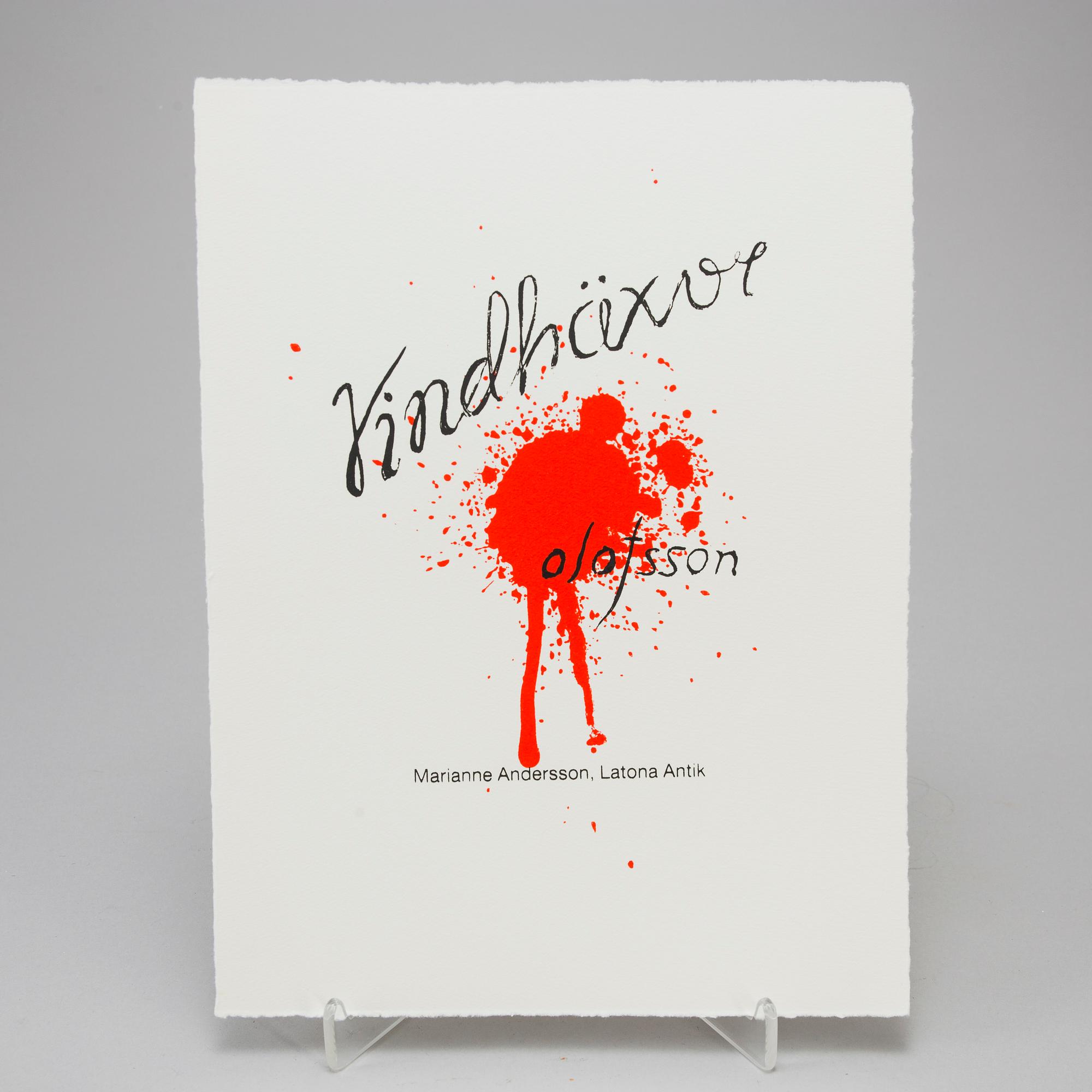 PIERRE OLOFSSON, graphic portfolio with 5 etchings, one of which handcoloured with bodycolour. Edition 78/100.