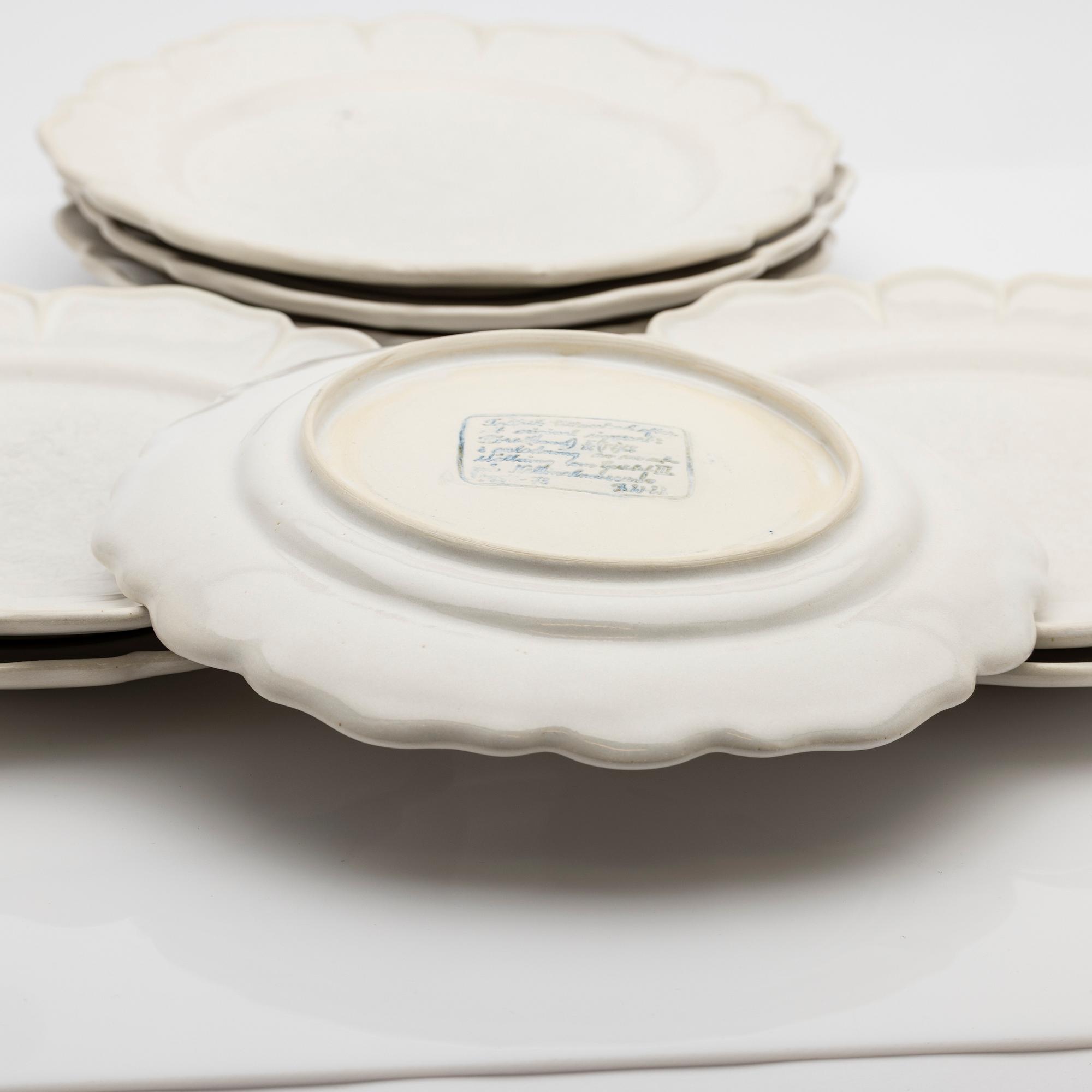 Birgitta Watz, plates, 8 pcs, faience, Rococo style, 1970s.