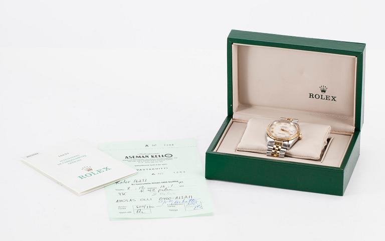 ARMBANDSUR, Rolex Oyster Perpetual Datejust , stål och guld. 1980-tal. Originallåda.