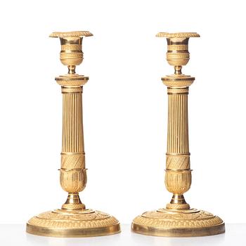 A pair of French Empire candlesticks, beginning of the 1800's.