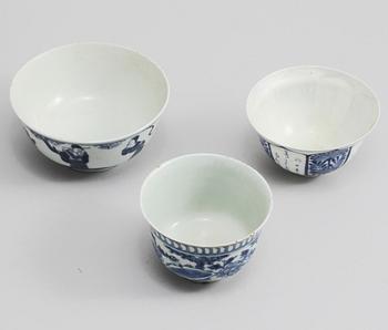SKÅL, 3 st, porslin, Kina, Qingdynastin.