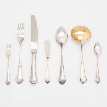 A 42-piece set of 'Chippendale' silver cutlery, Turku and Hämeenlinna 1953-76.