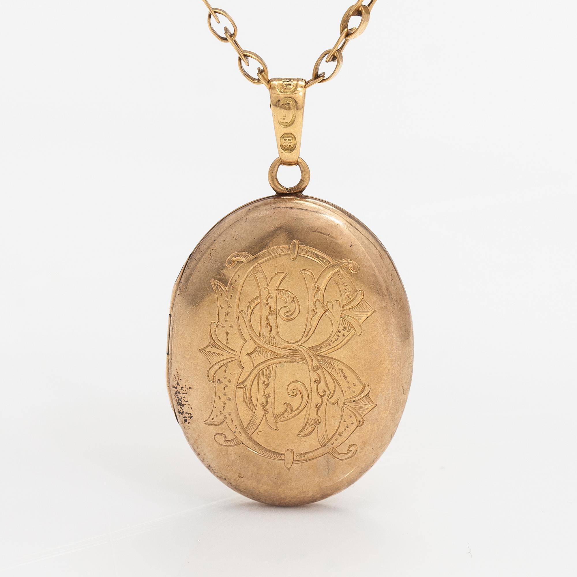 Kaulakoru/Medaljonki, 18K kultaa. Frans Wilhelm Tanner, Pori 1907.