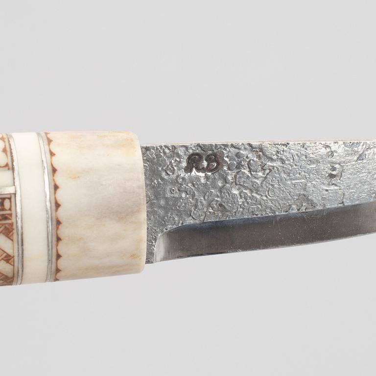 Olle Lundmark, a reindeer antler knife, signed.