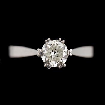 RING, 18 k vitguld, solitär briljantslipad diamant 1.00 ct.