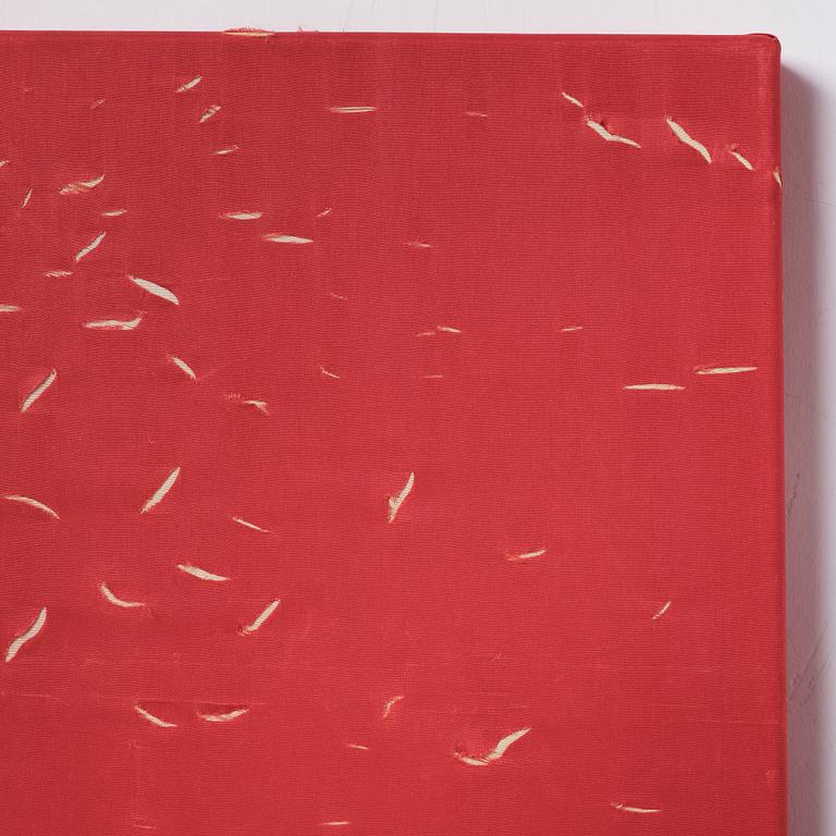 Maximilian Arnold, signed and dated 2013 on verso. Perforated textile.