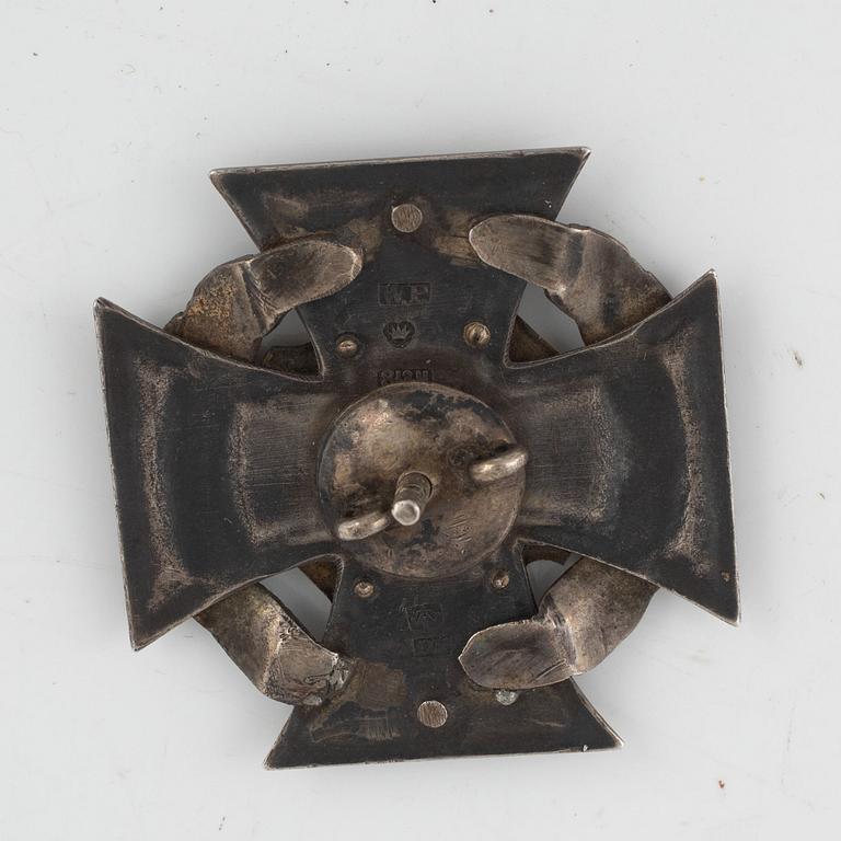 Badge for the 27th Jäger Battalion, silver mark of Wilhelm Pettersson, Turku, Finland 1919.