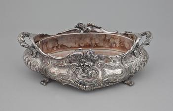 JARDINIERE, nysilver. Rokokostil 1900-tal.