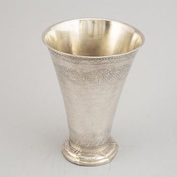 A Swedish 18th century parcel-gilt silver beaker, mark of Carl Fahlberg, Uppsala 1769.