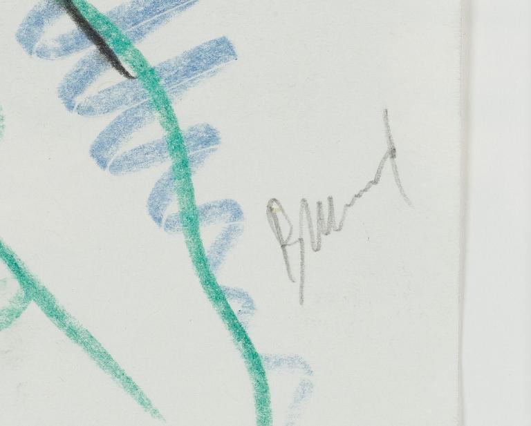 Bjarne Melgaard, chalk drawing, signed.