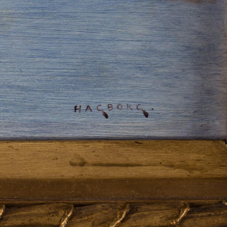 AUGUST HAGBORG, oil on panel, signed.
