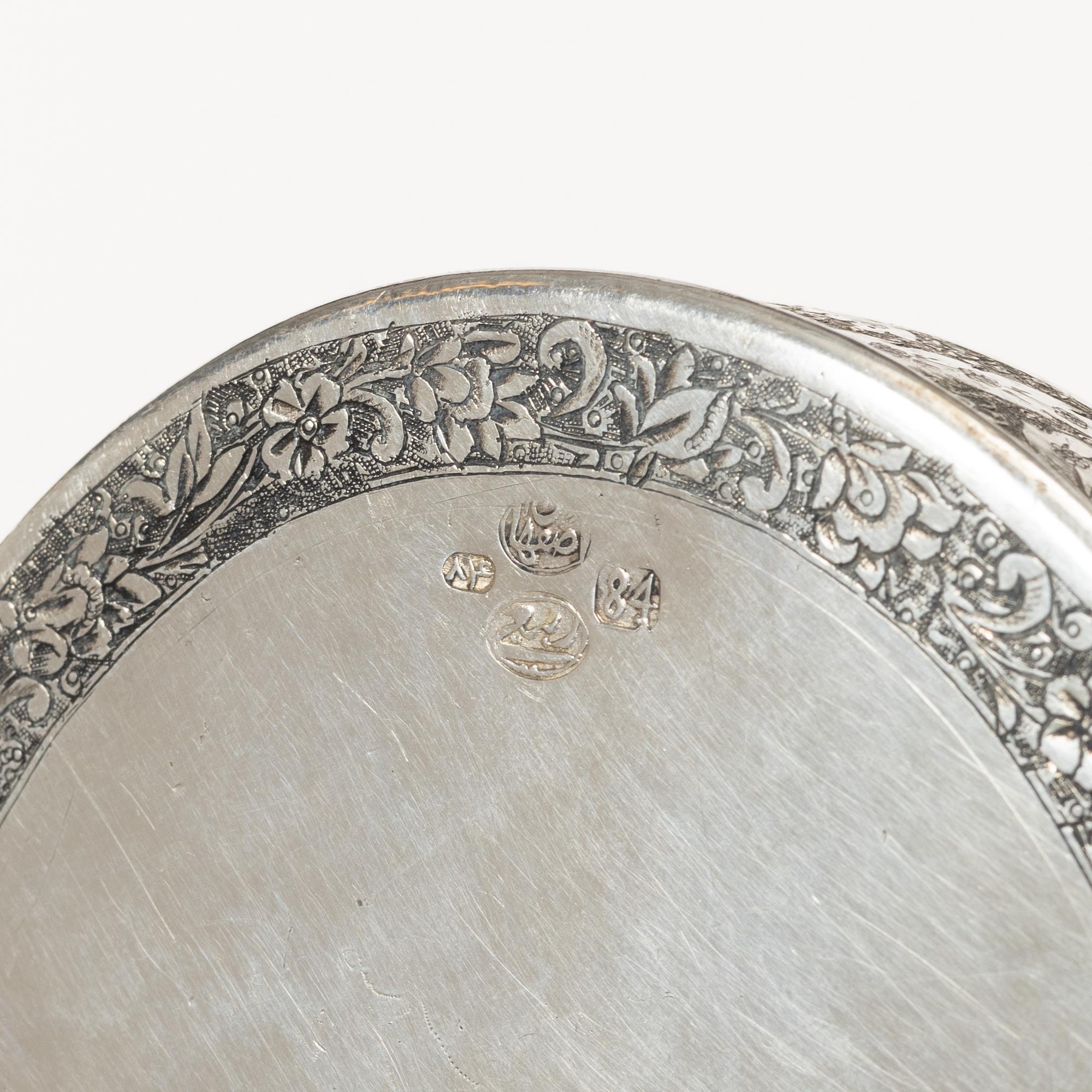 Ask med lock, silver, Persien (Iran), sen Qajardynasti / tidigt 1900-tal.