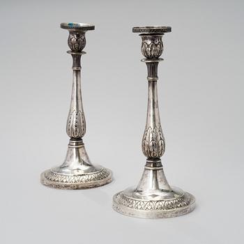 A PAIR OF CANDLESTICKS, silver, Russia, St.Petersburg, first half of the 19th century, 768 g.