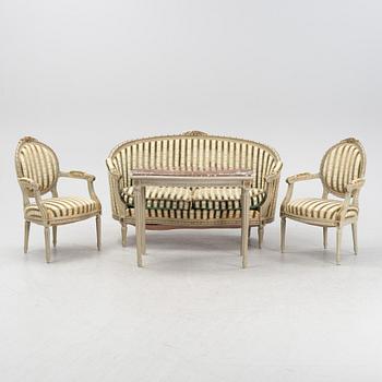 A four piece Gustavian style furniture group, first half of the 20th century.