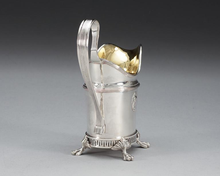A Swedish 18th century parcel-gilt cream jug, makers mark of Gustaf Hamnqvist, Åmål 1798.