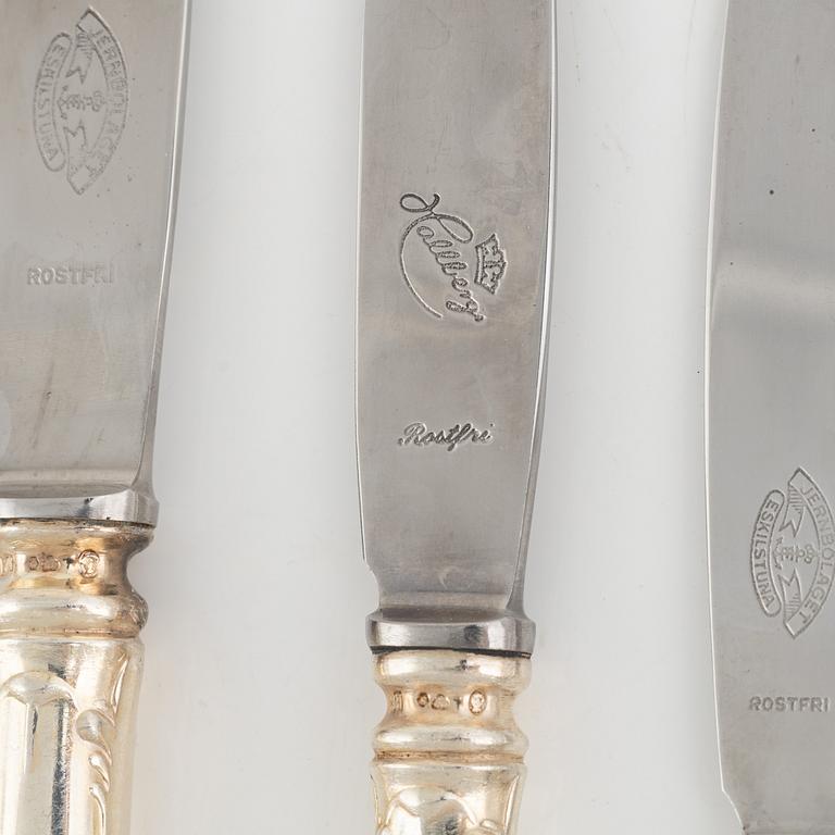 A Swedish Silver Cutlery Set, model 'Prins Albert', CG Hallberg, Stockholm, including pieces from 1945 (51 pieces).