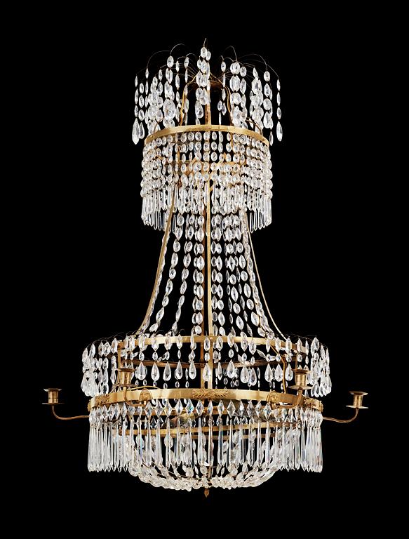 A late Gustavian seven-light chandelier in the manner of C. H. Brolin.
