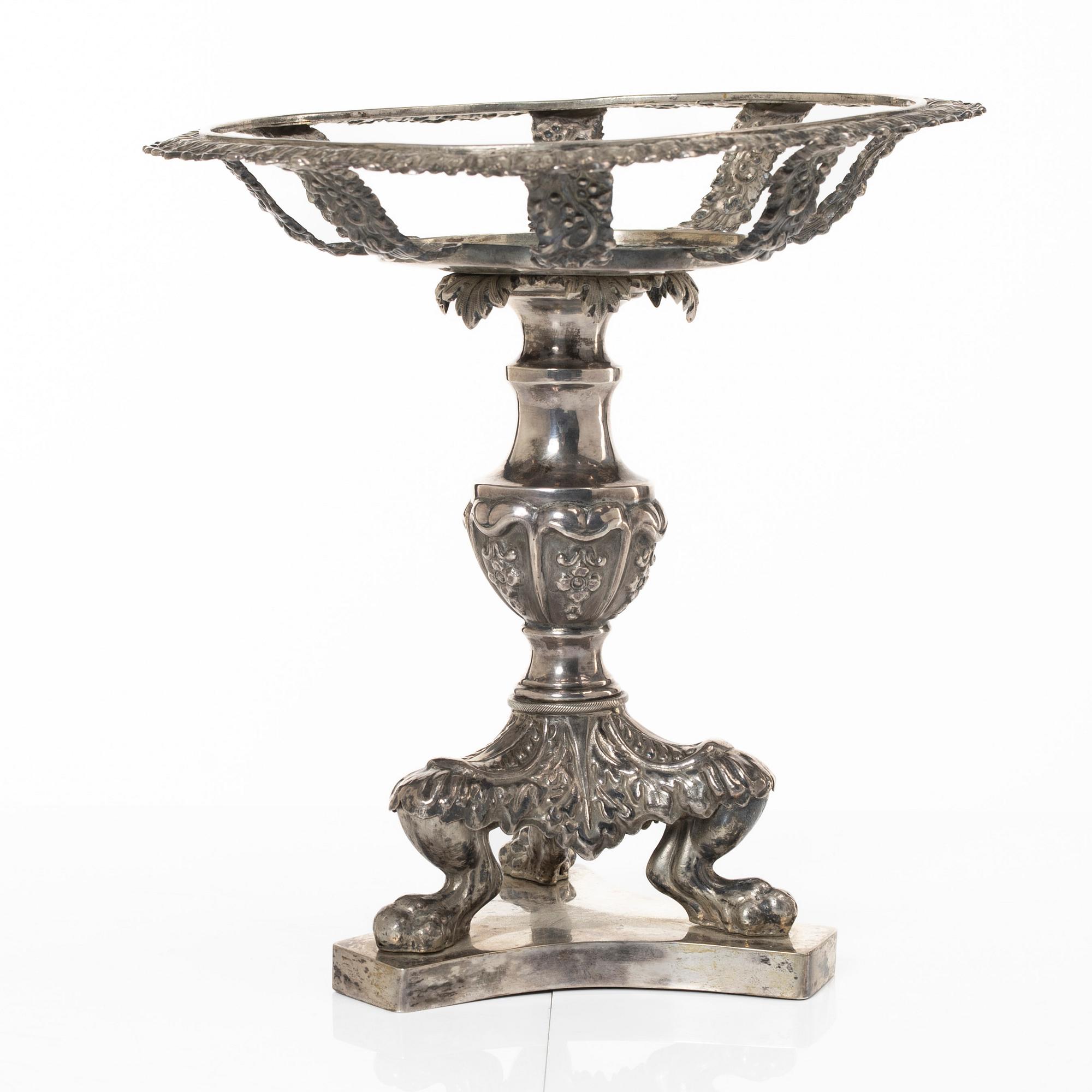 Empire, Jacob Lenholm, bordsuppsats, silver, Stockholm 1833.