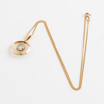 Hänge med kedja, 18K guld med vit sten.