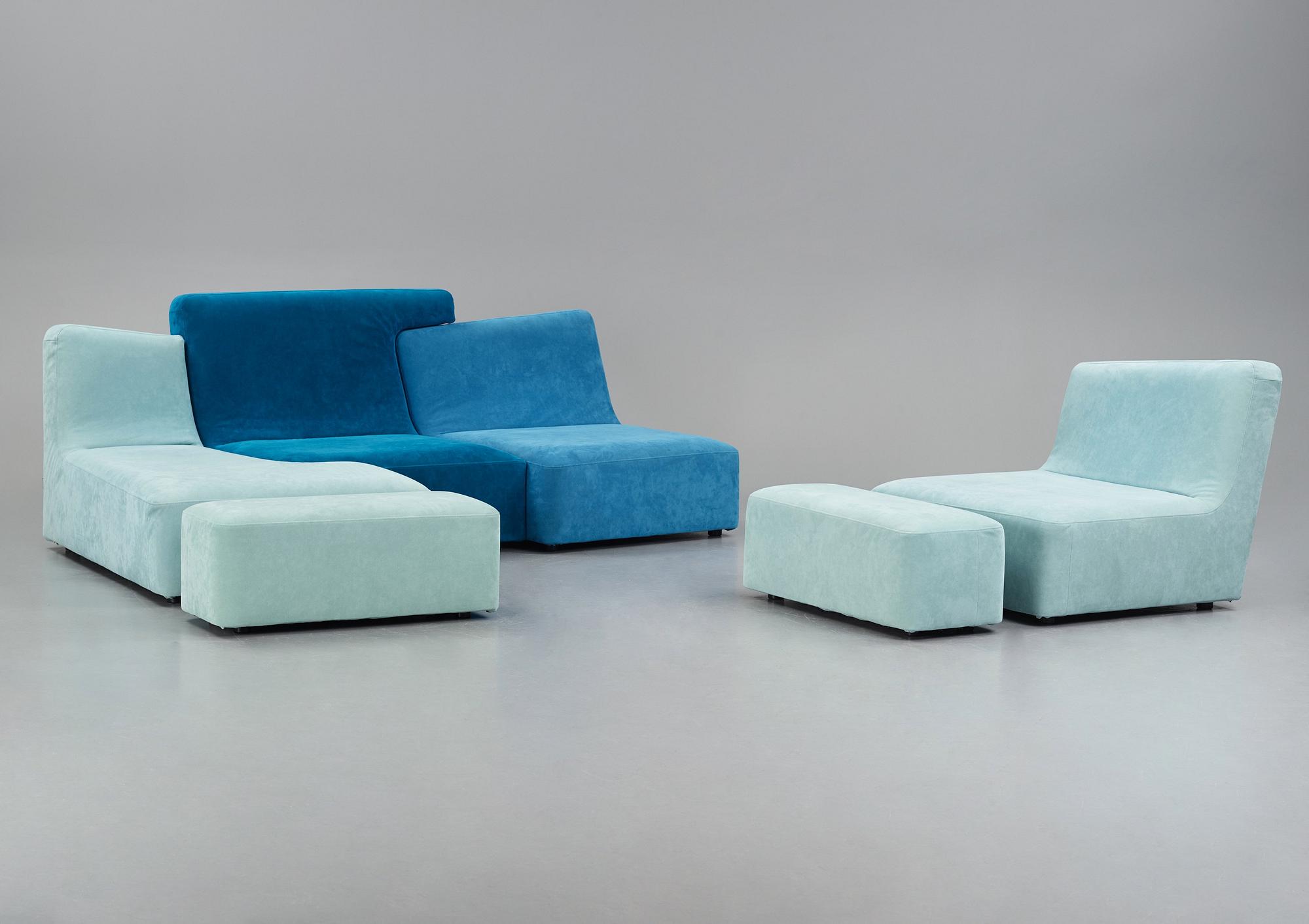 Philippe Nigro, a set with sofa and easy chair, 6 pieces, "Confluences", Ligne Roset, France, 2000s.