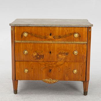 A Gustavian marquetry and gilt-brass mounted commode, late 18th century.