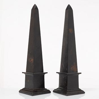 A pair of Obelisks, 20th century.