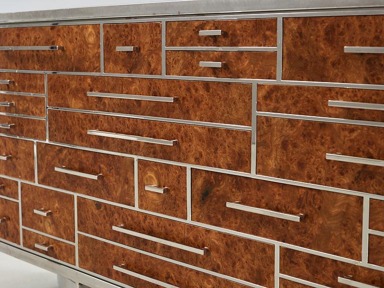 BENGT ROSENSTRÖM, sideboard "Stockholm", rotfanerad och rostfritt stål, Ängelholm 2004.