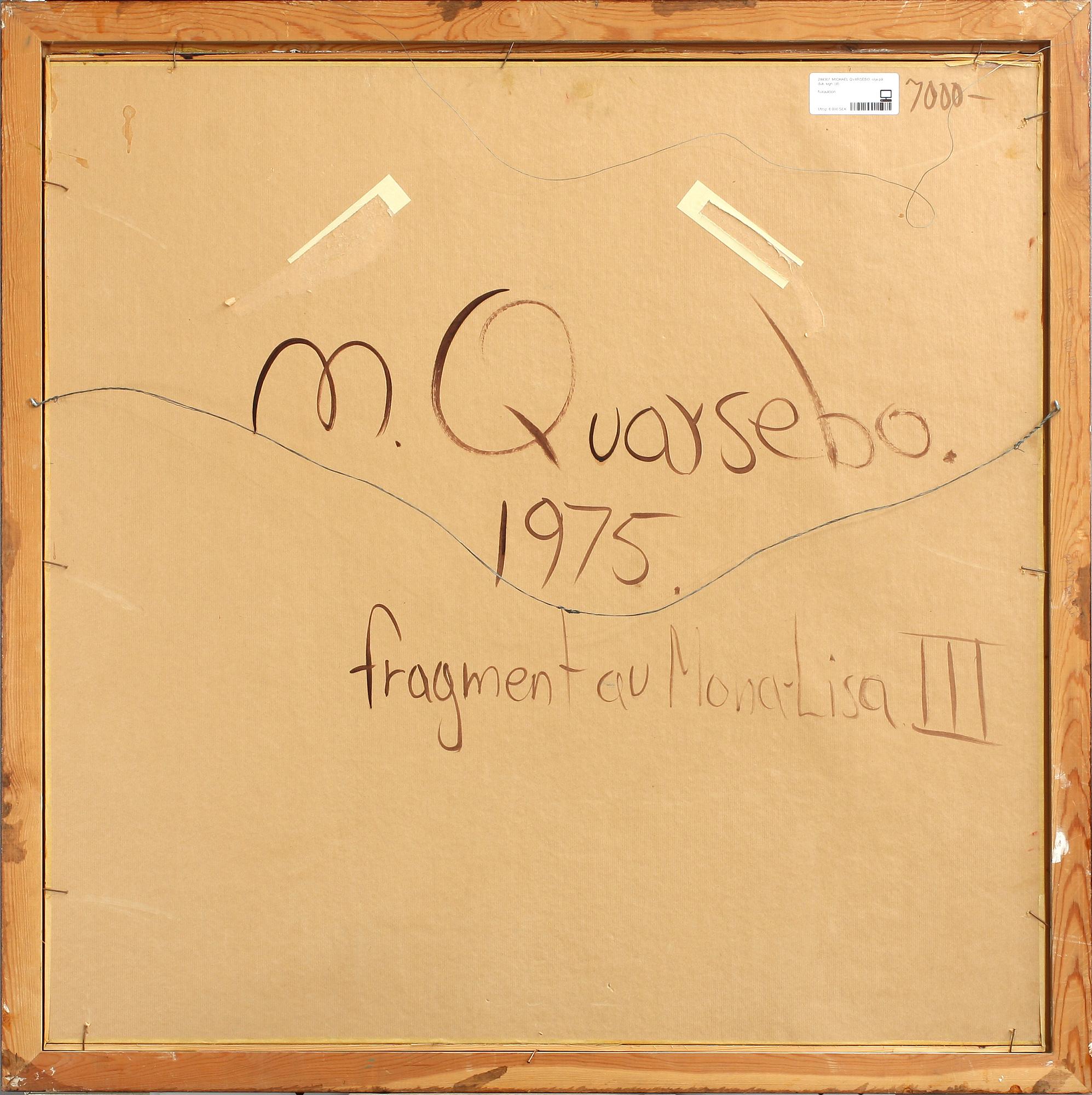 MICHAEL QVARSEBO, olja på pannå, monogramsign.