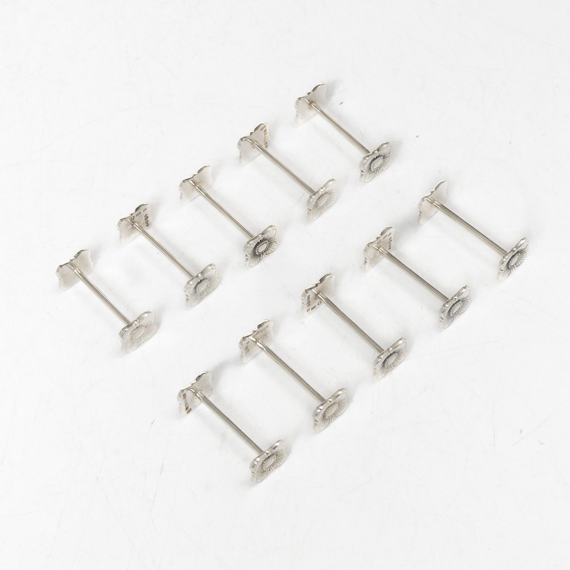 Hummergafflar, 5 st, samt smörhundar, 10 st, silver, 1900-talets mitt.