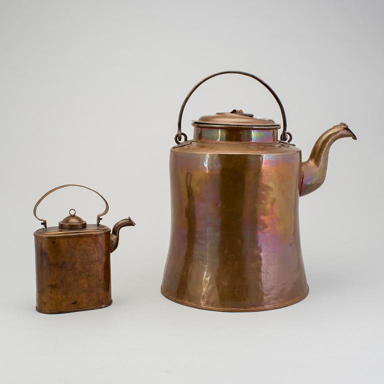 Two copper pitchers 19th century.