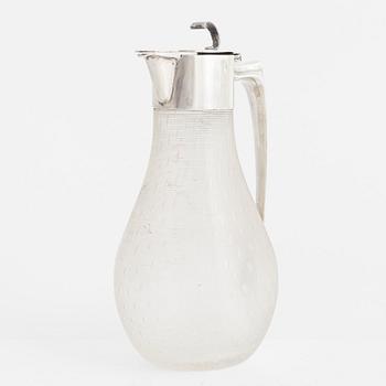 Silver and glass decanter, Gebrüder Deyhle, Schwäbisch Gmünd, Germany, around 1910.