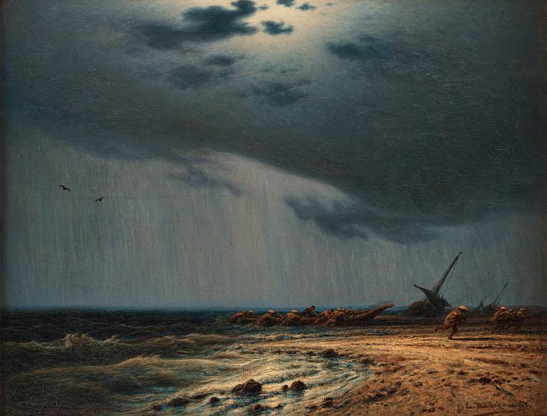 Eduard Hildebrandt, A storm off the coast of Ceylon, 1862.