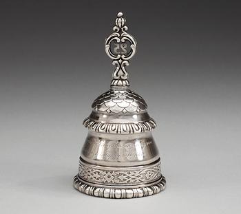 A Russian 19th century parcel-gilt table-bell, unknown makers mark, Moscow 1860.