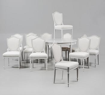 MATSALSGRUPP, 13 delar, gustaviansk stil, 1900-talets andra hälft.