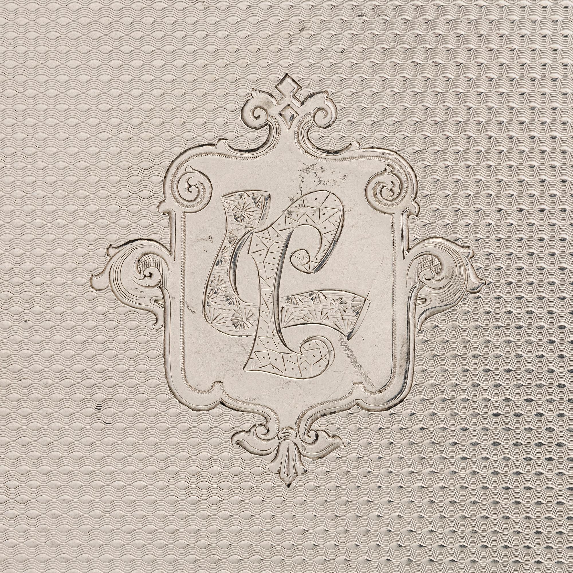 Henrik August Lång, tarjotin, Nichols & Plinke, Pietari 1838.