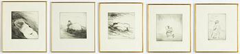 Evert Lundquist, Figure motifs, 5 pcs.