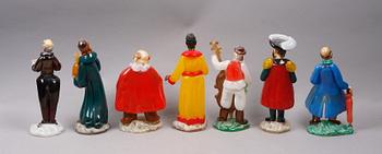 FIGURINER, 7st, glas. Trol Tjeckien. 1900-tal.