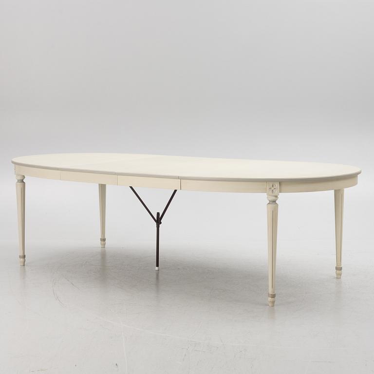 Dining table, 2 armchairs, 6 chairs, Gustavian style, "Old Sweden", Åmells furniture, late 20th century.
