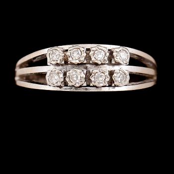 RINGAR, 2 st, 18 k vitguld, briljantslipade diamanter.