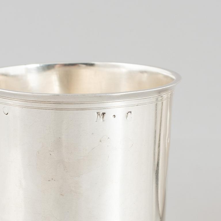 Four French silver beakers, Paris, 19th Century.