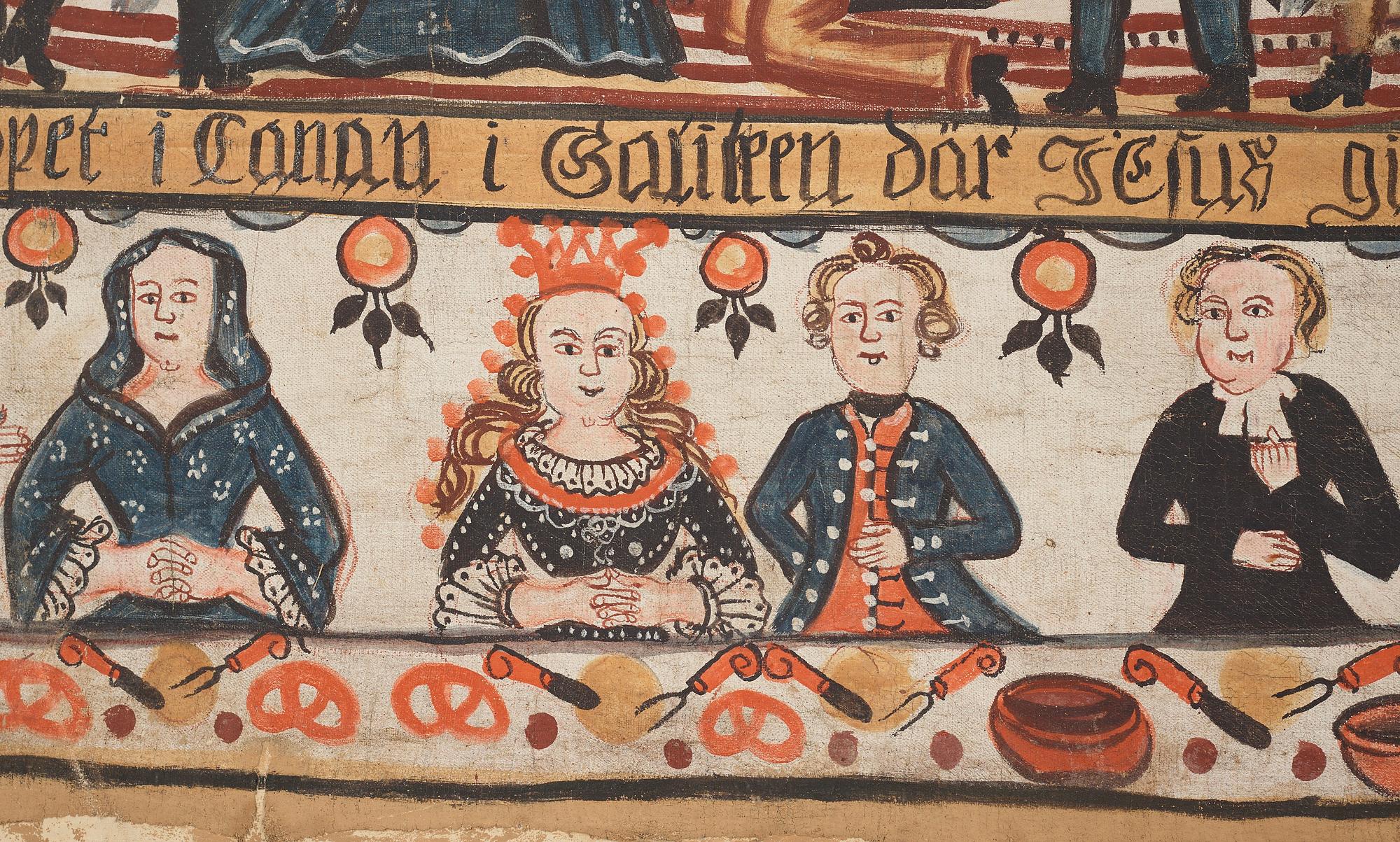 Swedish Folk Art painting on canvas by Sven Erlandsson 1835.